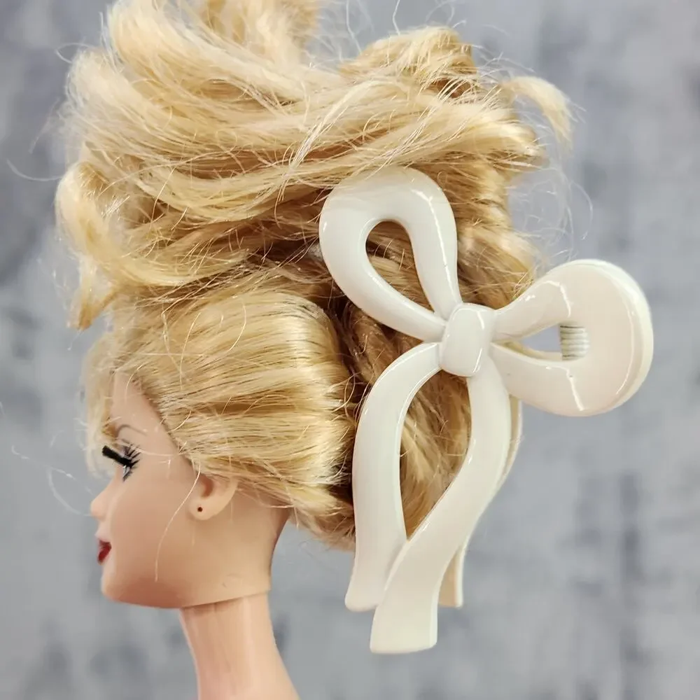 3 pc Ribbon Shaped Claw Clip Set, Hair clips, Off White by Princess Accessories
